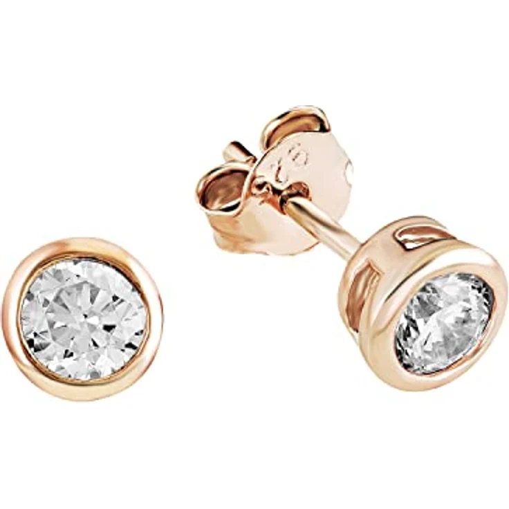 s.Oliver Ohrringe für Damen, Zirkonia in 925 Sterling Silber, rosévergoldet, 6x6 mm mit sicherem Steckverschluss – Bild 1
