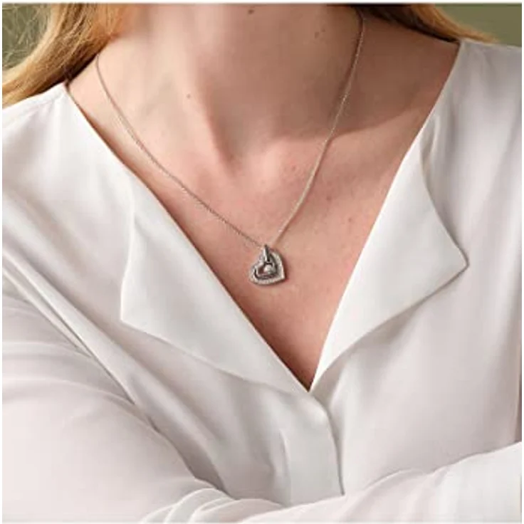JETTE Damen-Kette HEARTS, 925er Silber mit 34 Zirkonia, rhodiniert, 48 cm, Herz-Anhänger – Bild 4