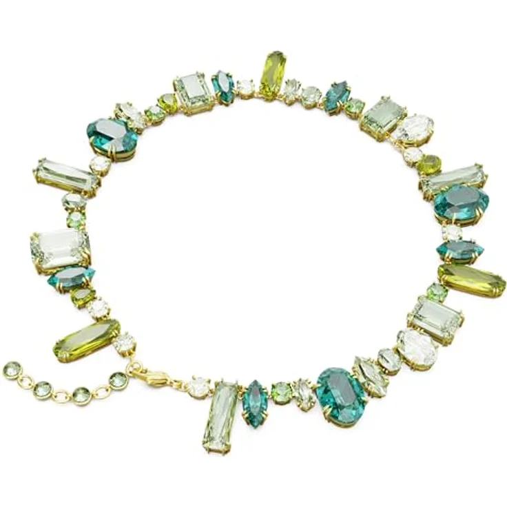 Swarovski Gema Halskette, Verschiedene Schliffe, Grün, 18K goldbeschichtet, Boho-Style mit Karabinerverschluss – Bild 4