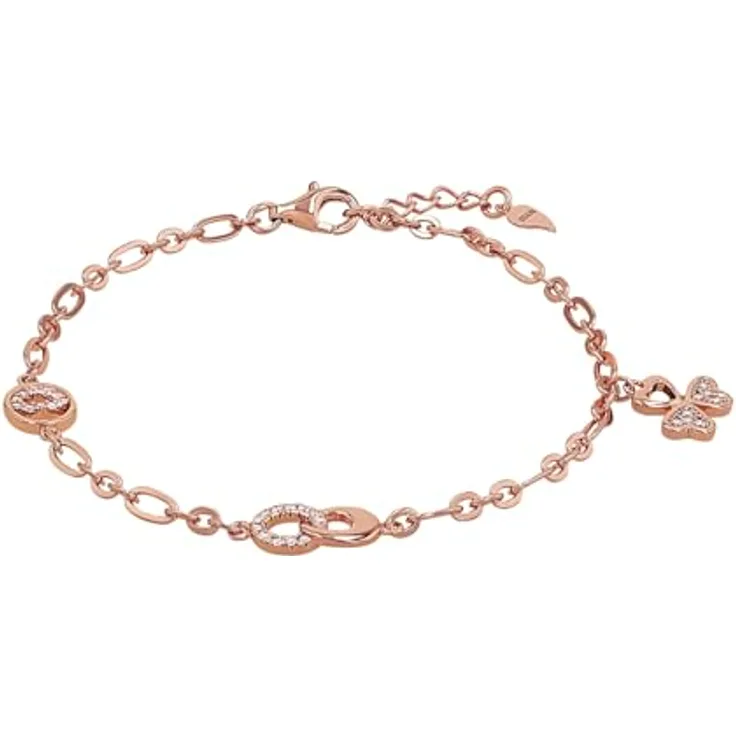 Amor Armband 925 Sterling Silber, Damen Armschmuck mit Zirkonia, 17+2 cm, roséfarben, in Geschenkbox