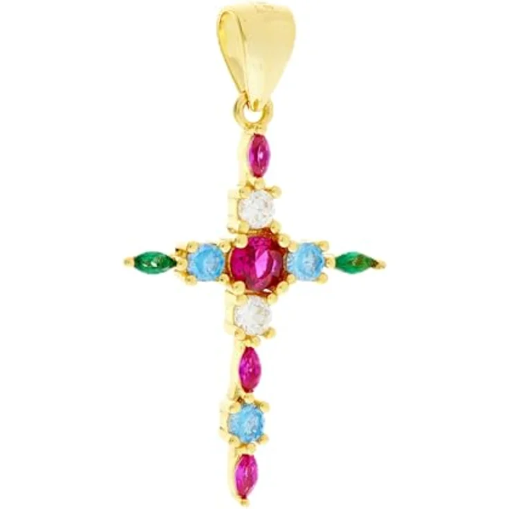 Brilio Silver Original Ornament Gold plattiert Kreuz Anhänger PT87YRBW, Kettenanhänger aus nicht-Edelmetall, vergoldet – Bild 1