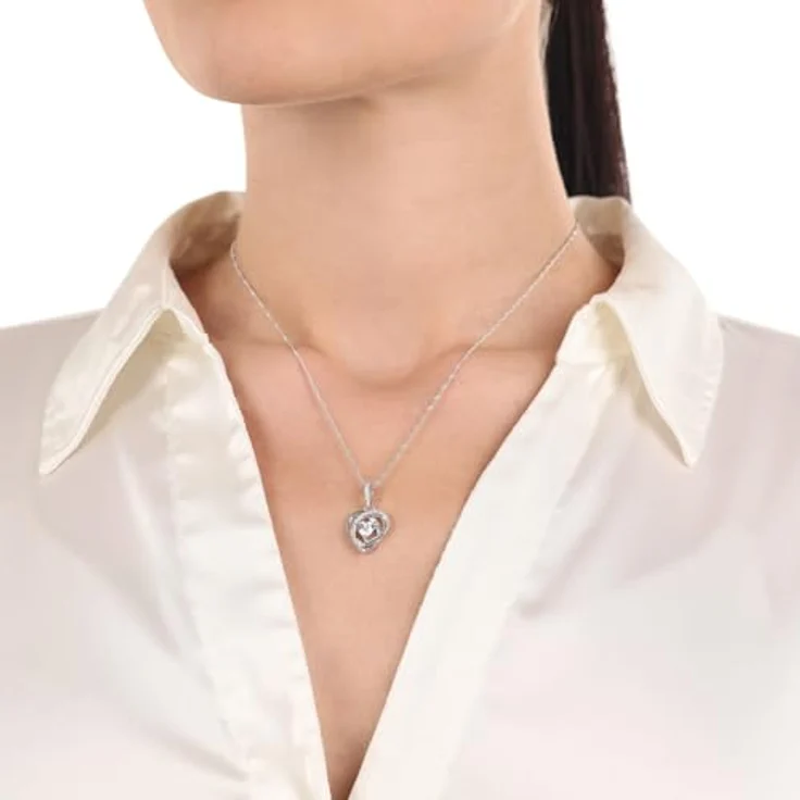 Amor Kette mit Herz-Anhänger aus 925 Sterling Silber, Zirkonia synth., 45 cm, weiß, in Geschenkbox – Bild 4
