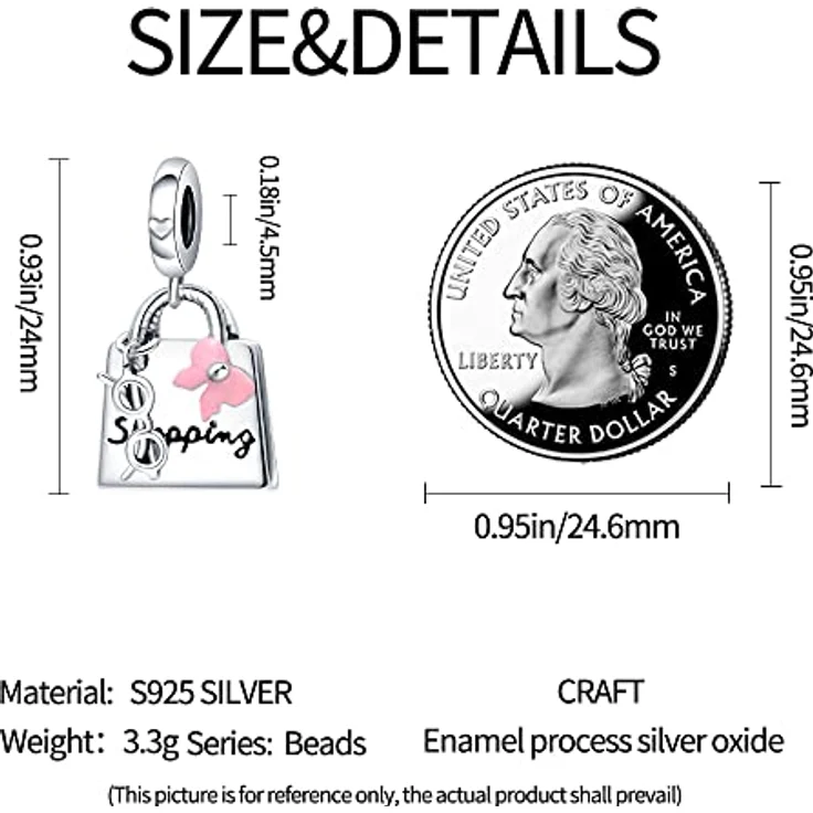 Pandach Damen Charm Anhänger 925 Sterling Silber, Zirkonia Bead für Armband und Halskette, kompatibel mit europäischen Charms – Bild 4