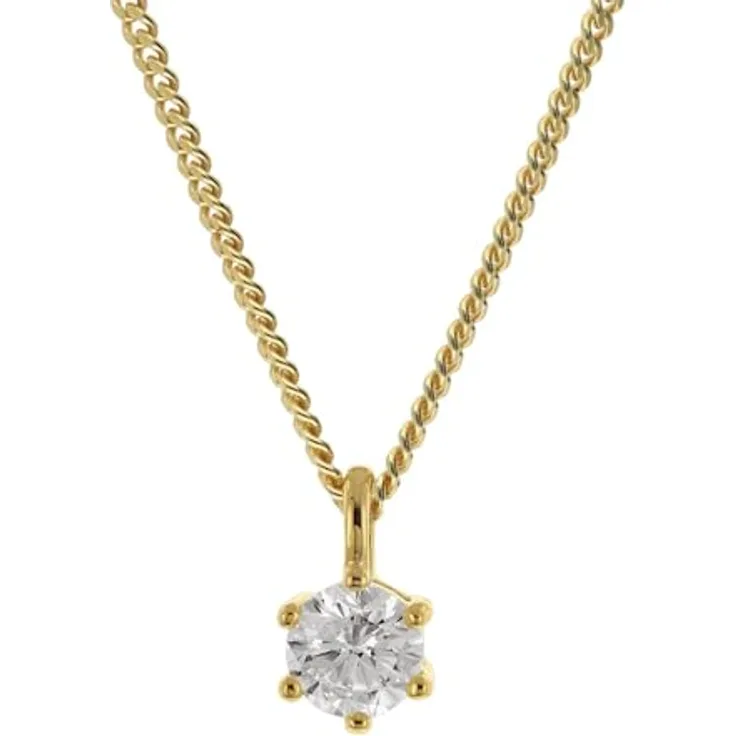 GLIZZ Lab Grown Diamant-Anhänger 0,50 ct. Gold 333/8K, 45 cm Halskette aus vergoldetem Silber 925, elegante Geschenkidee für Damen, GL8648-45