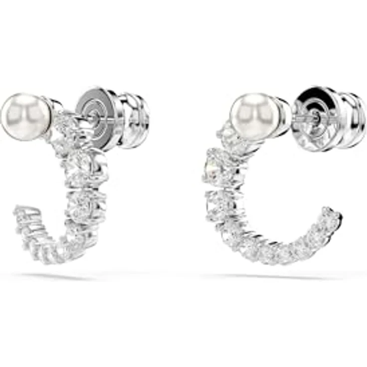 Swarovski Creolen Matrix 5692260, Metall-Creolen mit strahlendem weißen Kristall-Besatz – Bild 3