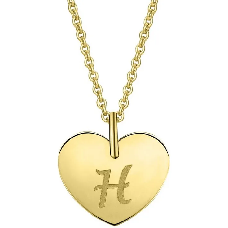 ONE ELEMENT Kettenanhänger Herz aus 333 Gelbgold, mit graviertem H, 12 mm x 12.5 mm - Ausdruck von Liebe, ideal zum Verschenken