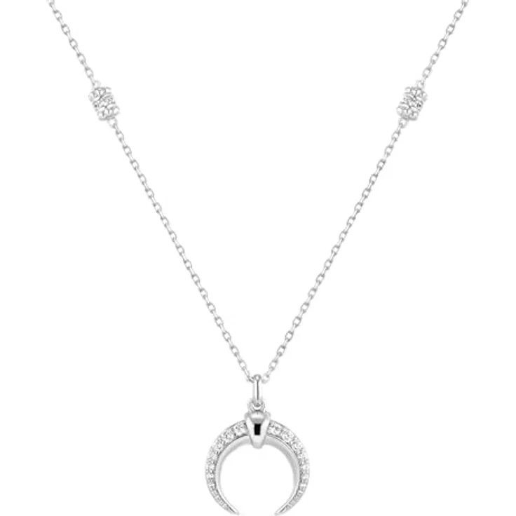 ANIA HAIE TIDE ECHO Damen Halskette, 925 Sterling Silber mit Halbmond-Anhänger und 66 Zirkonia, Länge: 66 cm, inkl. Geschenkverpackung – Bild 1