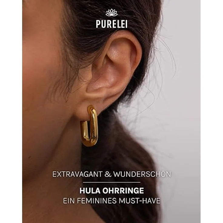Purelei Hula Ohrringe, Wasserfeste Edelstahl Creolen in Gold, 20 mm, perfekt für Layering-Looks, Geschenk für Frauen – Bild 2