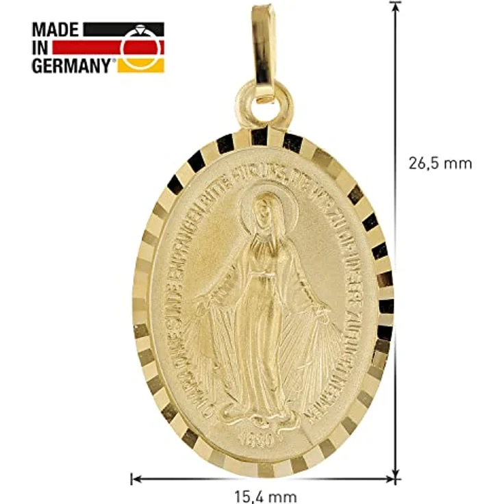 trendor Milagrosa Gold 333 Anhänger Madonna mit vergoldeter Silberkette, 45 cm, beidseitige Reliefprägung – Bild 5