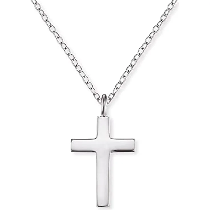 Engelsrufer Damen Halskette mit schlichtem Kreuz Anhänger aus Sterling Silber, verstellbar, 42cm, Karabinerverschluss, nickelfrei