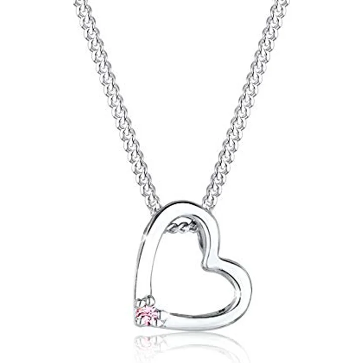 Elli Damen Halskette Herz Anhänger mit rosa Glaskristall, 925 Sterling Silber, handgefertigt – Bild 1