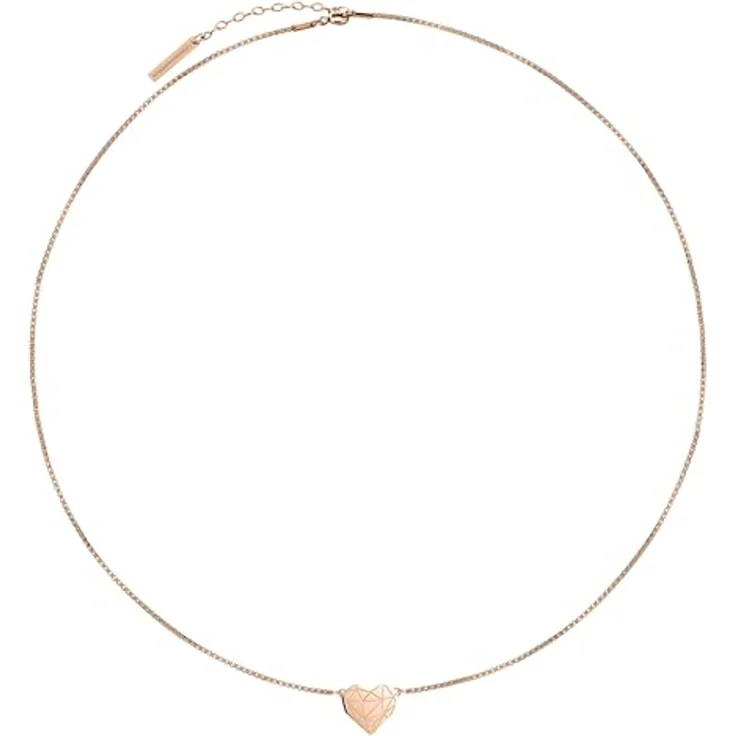 LIEBESKIND BERLIN Damen-Collier aus roségoldplattiertem Edelstahl, 40 cm Venezianerkette mit Karabinerverschluss, grafische Elemente – Bild 2