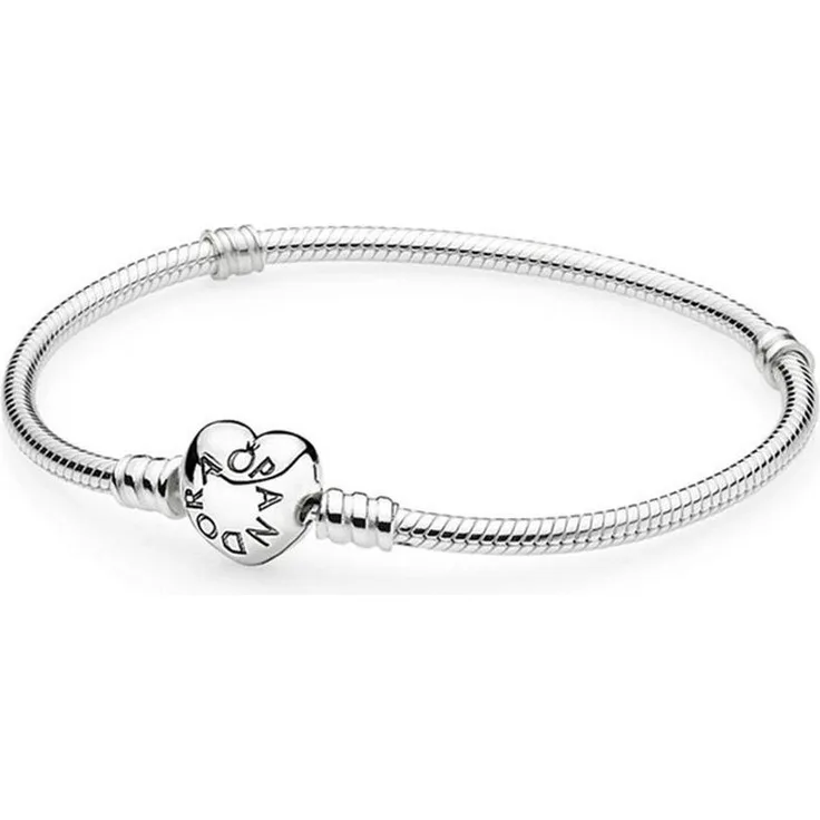 Pandora Charm-Armband 925er Silber mit Herzverschluss, Modell 590719, in verschiedenen Längen (18-21 cm)