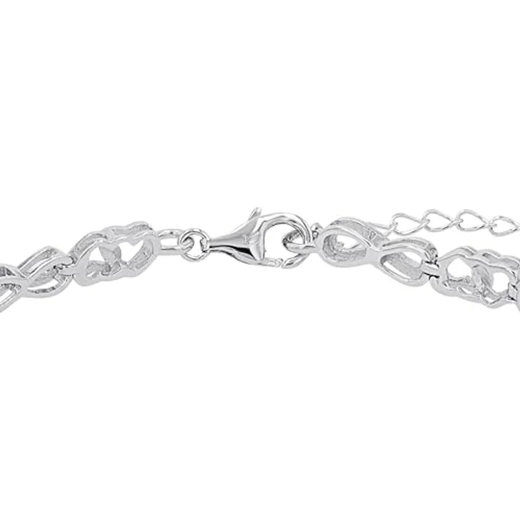 Amor Armband für Damen, Sterling Silber 925 mit Zirkonia, längenverstellbar (19 cm + 2 cm Verlängerung) – Bild 3