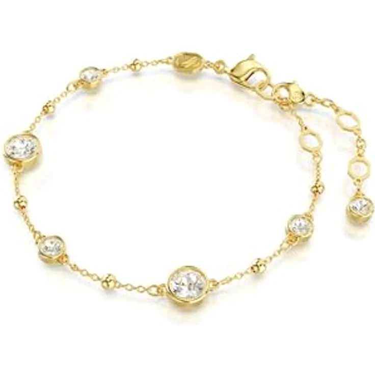 Swarovski Imber Armband, Vergoldetes Damenarmband mit Weißen Rundkristallen und Schimmernden Metalltropfen – Bild 2