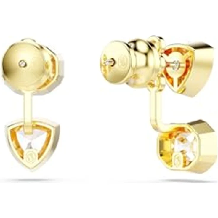 Swarovski 5705461 Ohrstecker, vergoldete Bernstein-Ohrringe mit Zirkonia im Billionen- und Achteckschliff, asymmetrisches Design – Bild 4