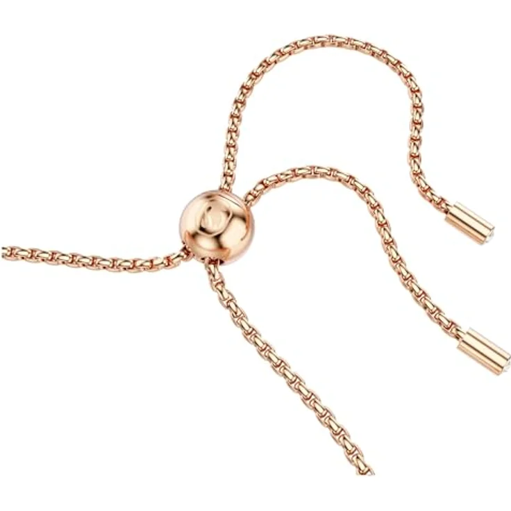 Swarovski Matrix Tennis Armband, Rosé-vergoldetes Damenarmband im Cupchain-Design mit Weißen Kristallen, 24 cm lang, Kugelschiebeverschluss – Bild 3