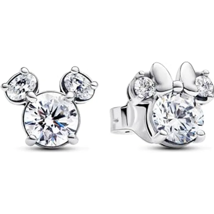 Pandora Ohrstecker Disney x Pandora 293219C01, 925er Silber mit Zirkonia-Besatz, klar weiß