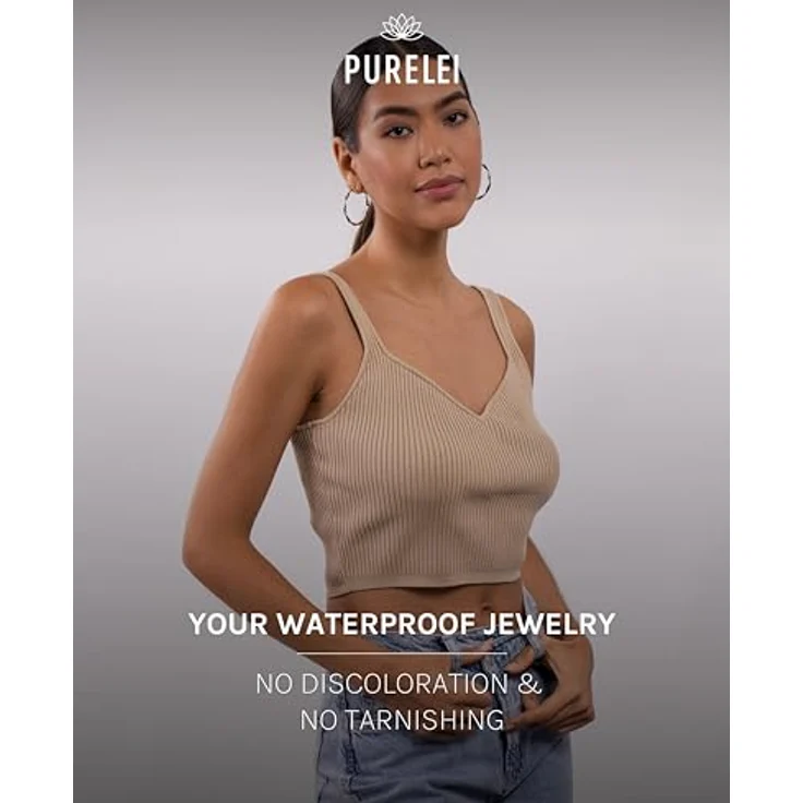 PURELEI® Ke Kai Ohrringe, Wasserfeste Silberne Creolen aus Edelstahl, Gedrehtes Design, 42mm Durchmesser, Geschenk für Frauen – Bild 5