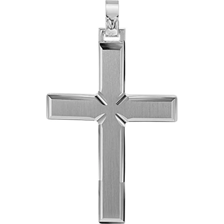 Trendor Kreuzanhänger Herren, 42 mm Silber Kreuz, Matt gebürstet mit diamantiertem Rand aus Sterling-Silber 925, Anlaufgeschützt in Geschenk-Box