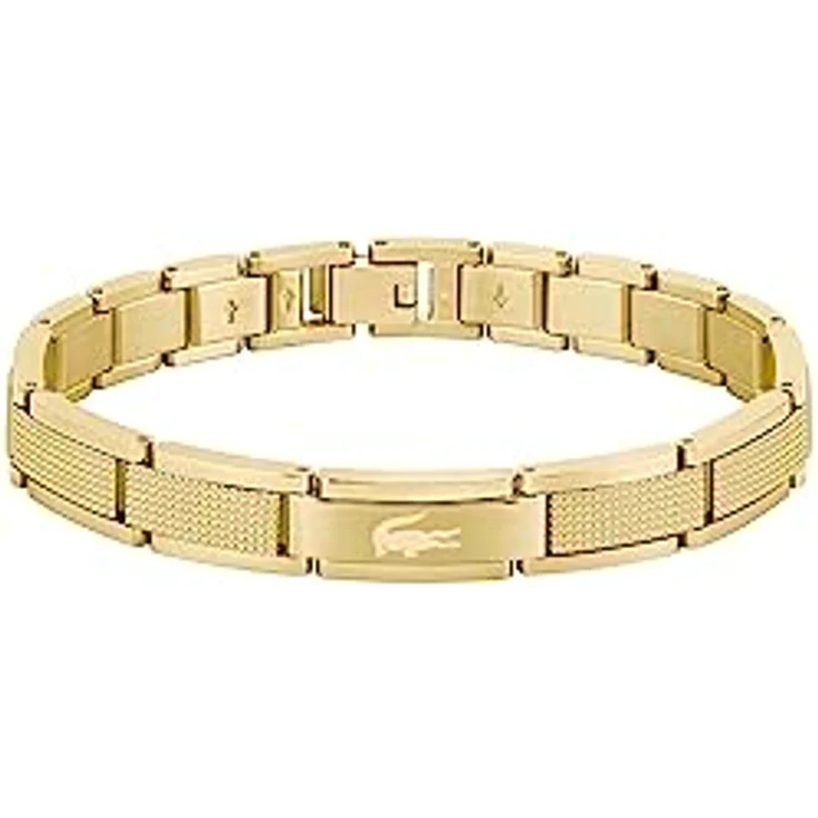 Lacoste Armband STENCIL, Herrenarmband mit Knebelverschluss aus Edelstahl, gelbgoldene IP-Beschichtung, 17 cm Innenumfang – Bild 1