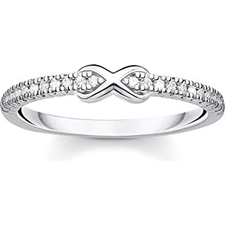 THOMAS SABO Ring Infinity, Damenring aus 925 Sterling Silber mit weißen Steinen, TR2322-051-14-56