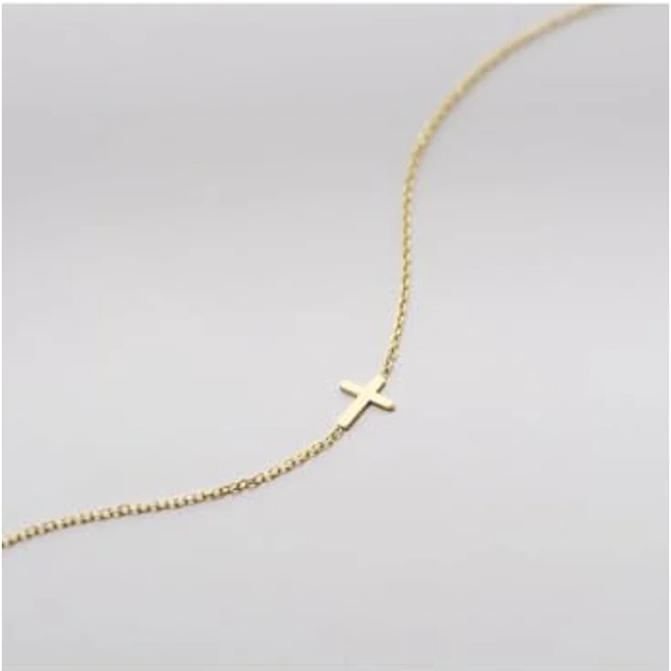 CHRIST Damen-Halskette 585er Gelbgold mit Kreuz-Design und Federringverschluss, One Size – Bild 4