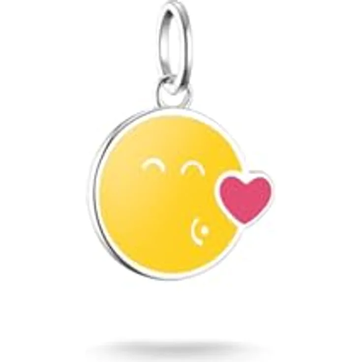 Diademita Silber-Anhänger mit SMILEYWORLD® Kuss-Charm, verspielter Design mit Herz-Akzent, Gelb und Silber/Rosé