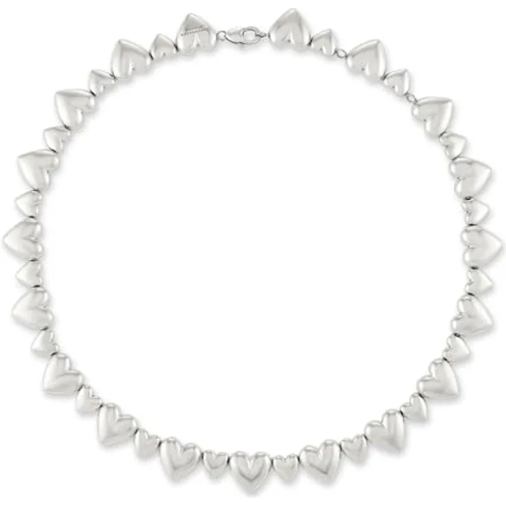 Copenhagen STUDIOS Halskette Puffy Hearts, silber - Statement-Kette aus poliertem Edelstahl, verstellbare Länge 40-48 cm, wasserfest & hautfreundlich