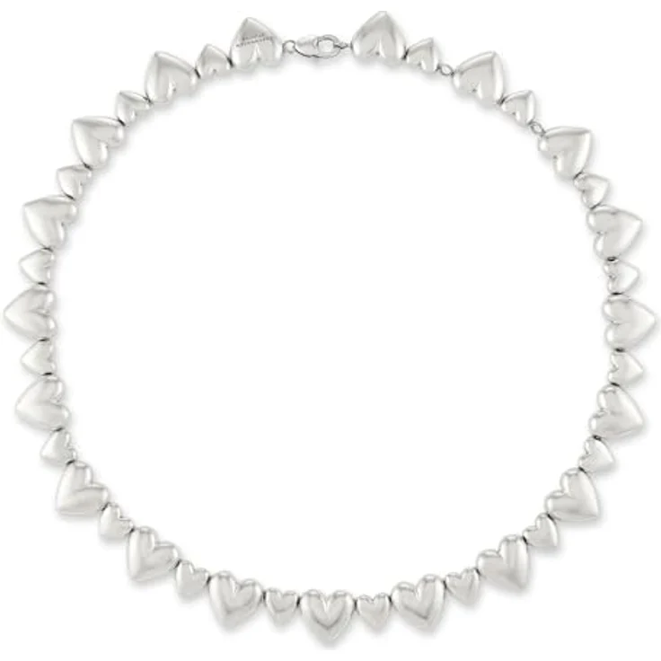 Copenhagen STUDIOS Halskette Puffy Hearts, silber - Statement-Kette aus poliertem Edelstahl, verstellbare Länge 40-48 cm, wasserfest & hautfreundlich – Bild 1