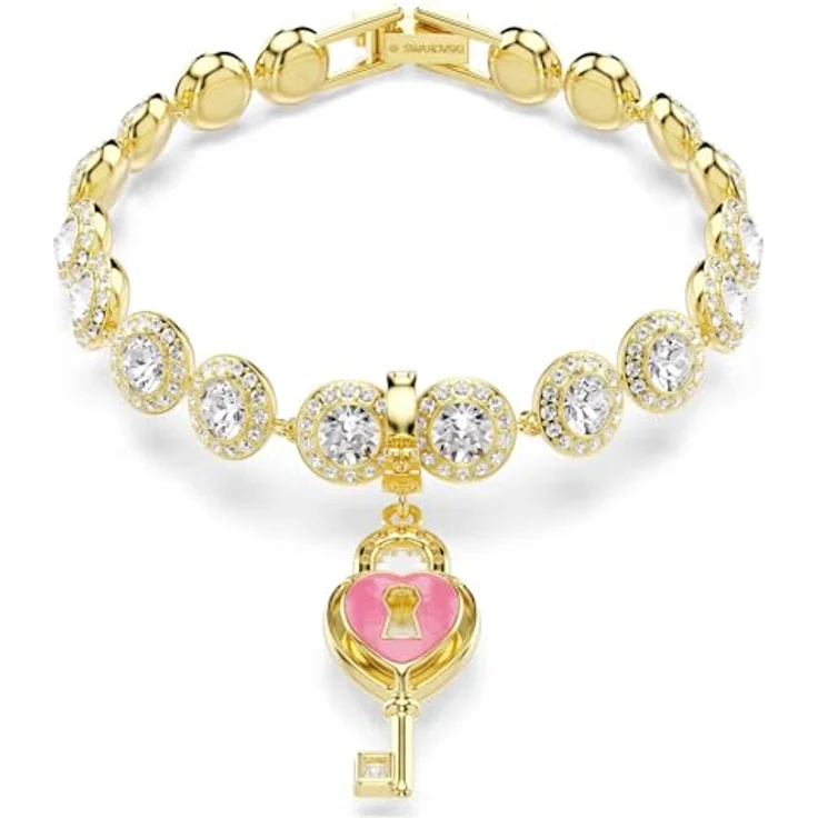 Swarovski Kettenanhänger Damen-Charm aus vergoldetem Metall mit 1 weißem Swarovski-Kristall und Schlüsselmotiv – Bild 6