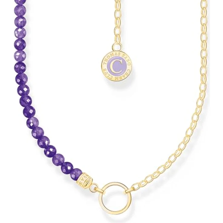 THOMAS SABO Damen Halskette Carrier, 45 cm mit Malachit Perlen, Gelbgold, KE2190-140 – Bild 1