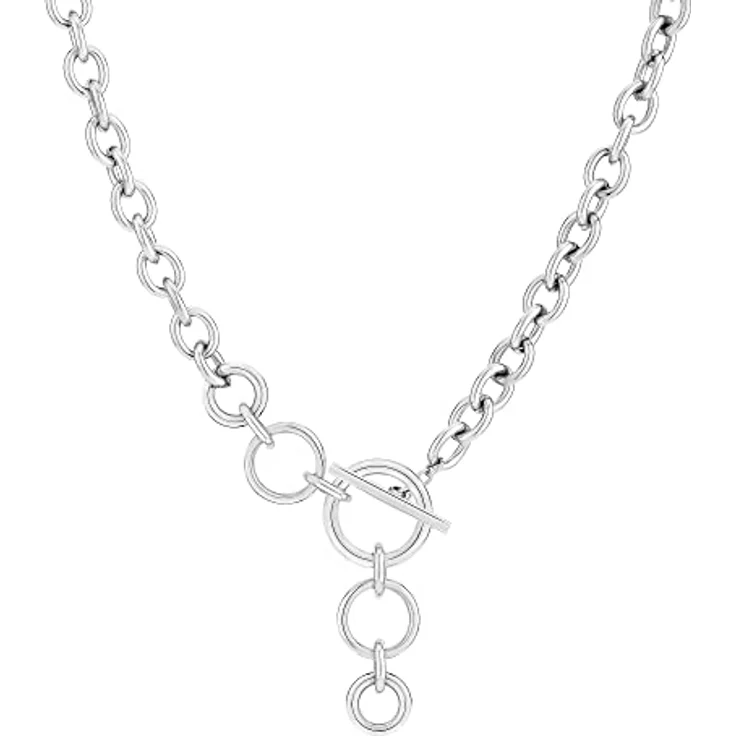 Tamaris Halskette TJ-0205-N-45, Silberne Chunky Chain aus Edelstahl, 45 cm mit T-Bar Verschluss – Bild 1