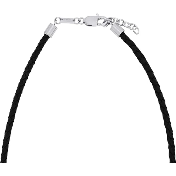 s.Oliver Halsband Edelstahl Carbon/Leder Herren Halsschmuck, 47+3 cm, Schwarz, mit Karabinerverschluss, Geschenkbox, 2026107 – Bild 3