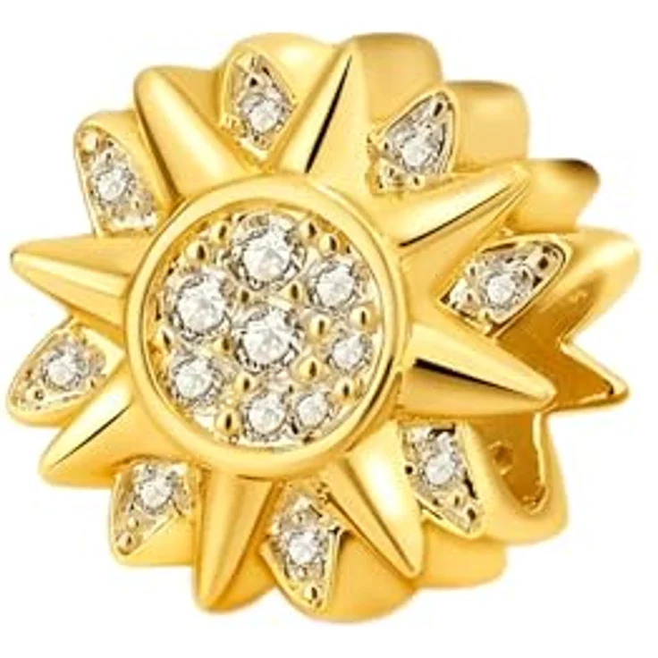 WEIMU Golden Charms 925 Sterling Silber Charm "Die goldene Sonne", hypoallergen, passend für Armbänder & Halsketten – Bild 1