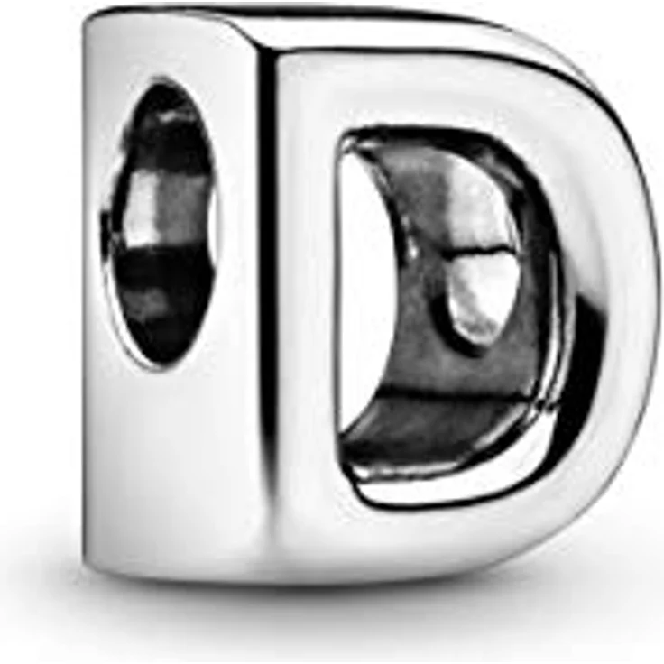 PANDORA Moments Buchstabe D, wendbares Alphabet-Charm aus Sterling-Silber mit geprägten Herzen und Perlen - kompatibel mit Armbändern der Moments Kollektion – Bild 1