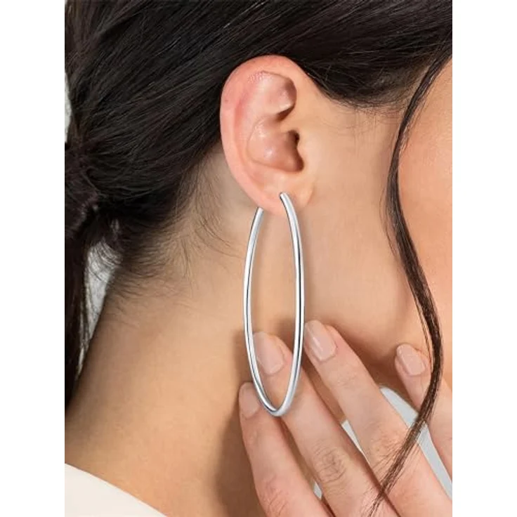 Rafaela Donata Damen-Creolen 925 Sterling Silber, 70 mm, runde Basic Ohrringe mit Steckverschluss, anlaufgeschützt – Bild 3