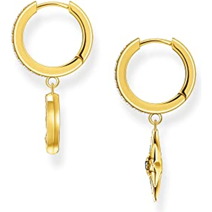 Thomas Sabo Creolen CR682-959-7, goldene Hoop-Ohrringe aus Silber 925 mit bunten Steinen, 2,9 x 1,6 cm – Bild 2