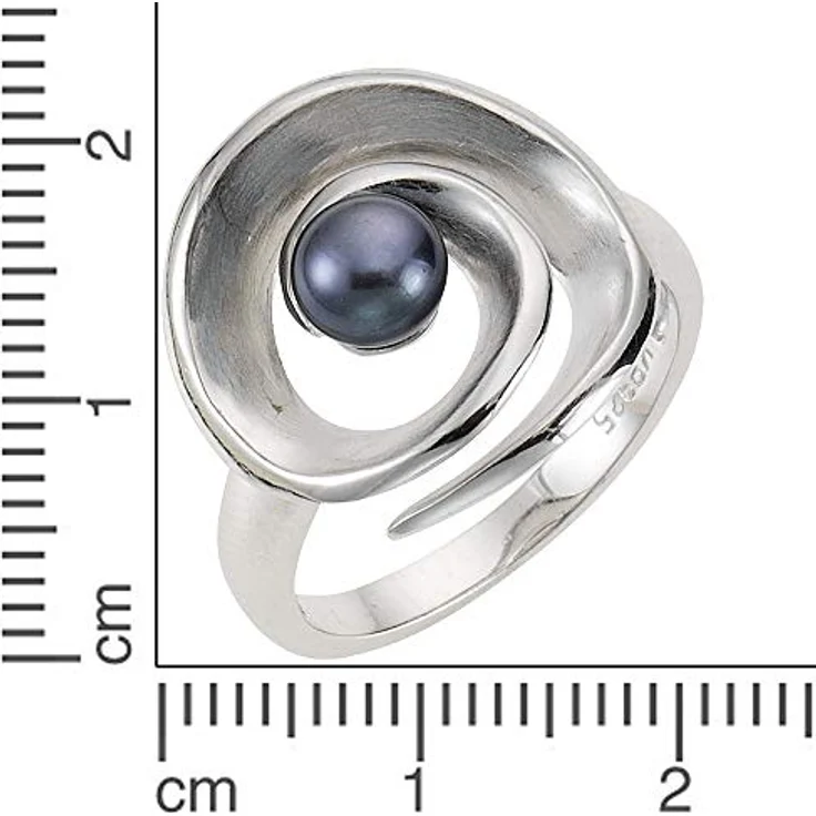 Zeeme Pearls Damen Ring 925/- Sterling Silber, matt/glanz, weiße Perle, rhodiniert – Bild 2