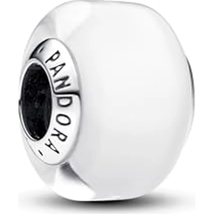 PANDORA Moments Weißes Murano-Glas Mini-Charm aus Sterling Silber, quadratisch, kompatibel mit Moments Armbändern, 793118C00 – Bild 1