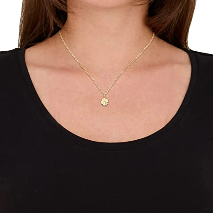 Amor Kleeblatt Motivanhänger für Damen, Bicolor mit Diamant, 15 mm x 10 mm, in Schmuck Geschenk Box – Bild 3