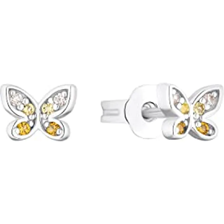 Prinzessin Lillifee Ohrstecker Butterfly, 4 mm, aus 925 Sterling Silber mit Zirkonia, rhodiniert