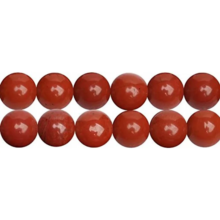 SKYBEADS Roter Jaspis 6mm Halbedelstein Perlen Strang, 38cm mit ca. 60 Stück für Schmuckgestaltung, fördert Achtsamkeit und Willenskraft – Bild 1