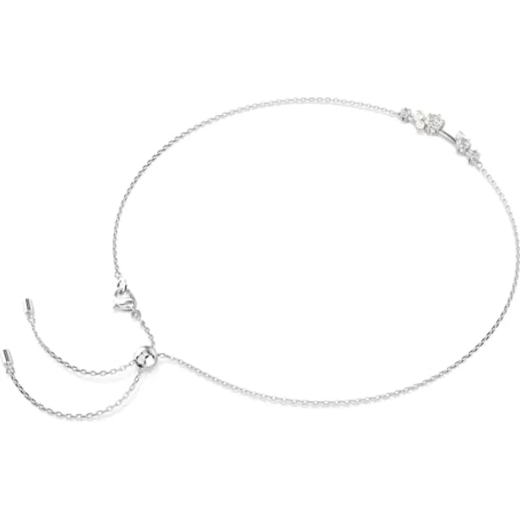 Swarovski Constella Halskette, Rhodinierte Damenhalskette mit Kristallperlen und Zirkonia, Länge: 38-48 cm, inklusive Kugelschiebeverschluss – Bild 4