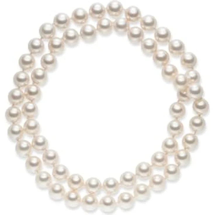 Lulu & Jane Damen Perlenhalskette, Muschelkernperle 12 mm, weiß, Länge ca. 80 cm, feminin und elegant – Bild 2