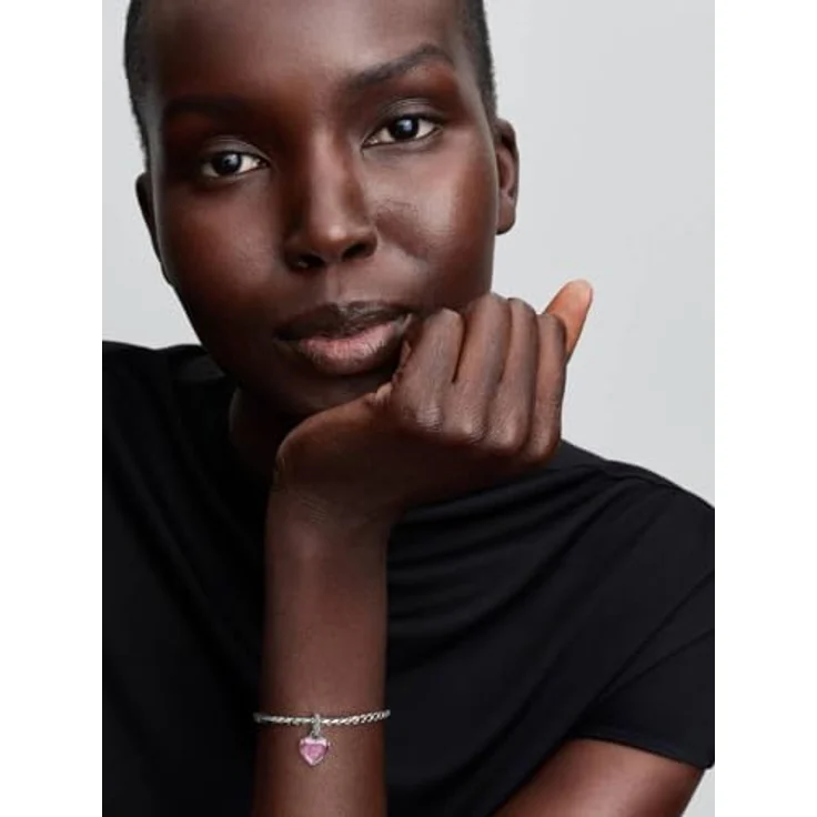 PANDORA Charm Herzanhänger Ich liebe dich Mama, 925 Sterling Silber mit rosa Zirkonia, Gravur MOM, kompatibel mit Moments ME, 794464C01 – Bild 4