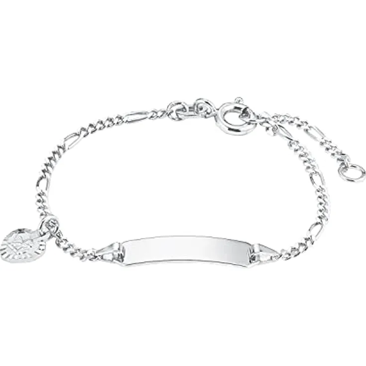 Amor Identarmband 925 Sterling Silber, gravierbar, 12+2 cm, mit Schutzengel Herz, in Schmuck Geschenk Box