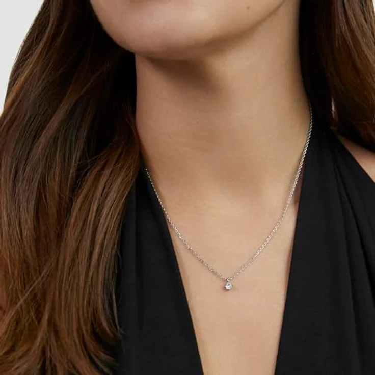 Tamaris Necklace, Halskette mit funkelndem Anhänger aus Edelstahl, verstellbar bis 43 cm, wasserfest & hautfreundlich, Silber – Bild 4