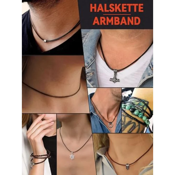 FaithHeart Braun Lederkette, 40CM lang, Kunstleder Halskette mit 2MM Breite und Edelstahl-Verschluss, für Damen und Herren, ohne Anhänger, perfektes Geschenk – Bild 2