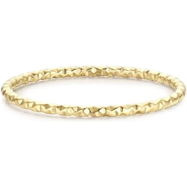 Eastside Damenring „Hammered Finish“, gelbvergoldeter Edelstahlbandring, 14 Karat, schmale Ringschiene, stapelbar, in Geschenkbox